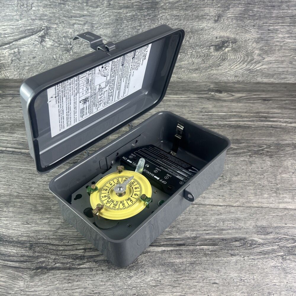 T104R 24 Hour Mechanical Dial Time Switch DPST Gray Box NEW
